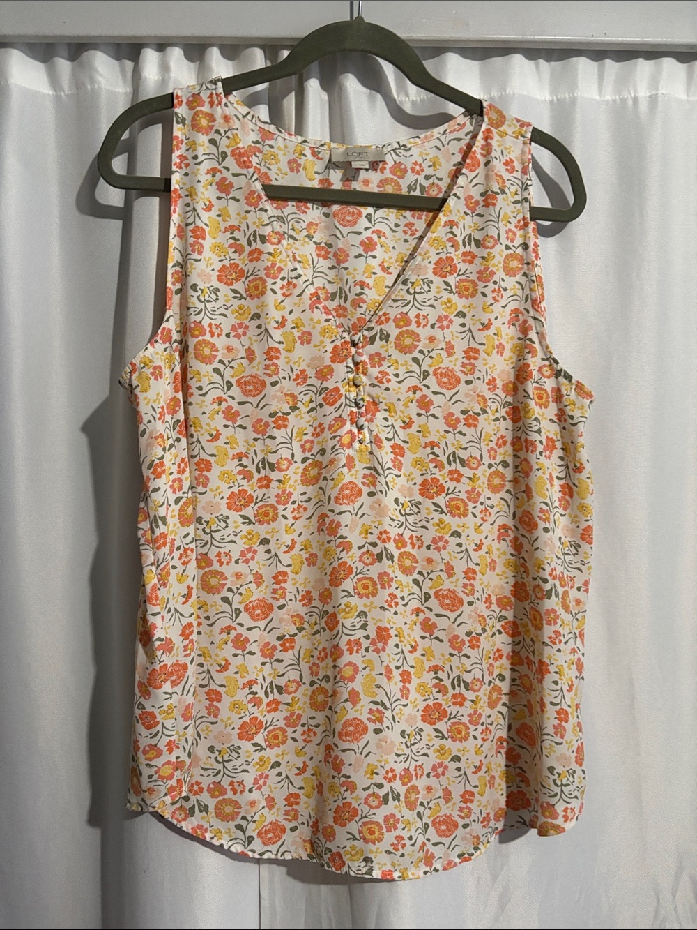 LOFT Orange & Yellow Floral V-Neck Camisole